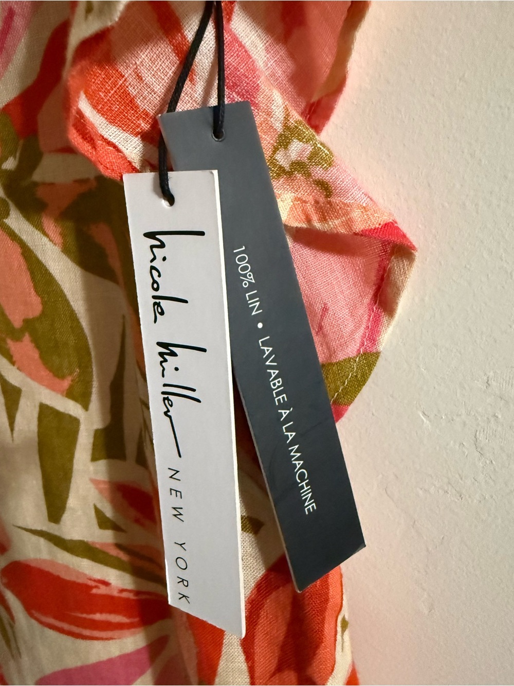 Nicole Miller NWT Floral V-Neck Floral Dress Size XS LINEN - Picture 3 of 5